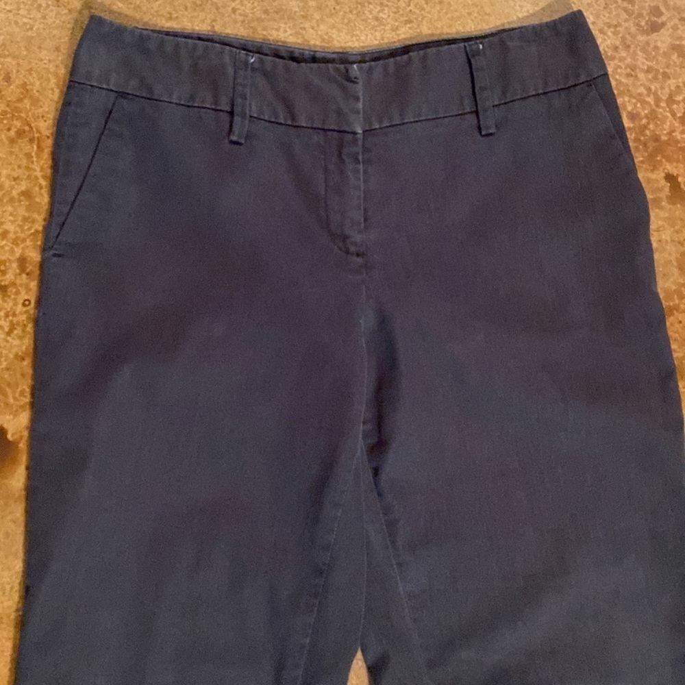 PANTOLOGY navy flat front wide‎ band wide leg stretch dress pants trouser slacks